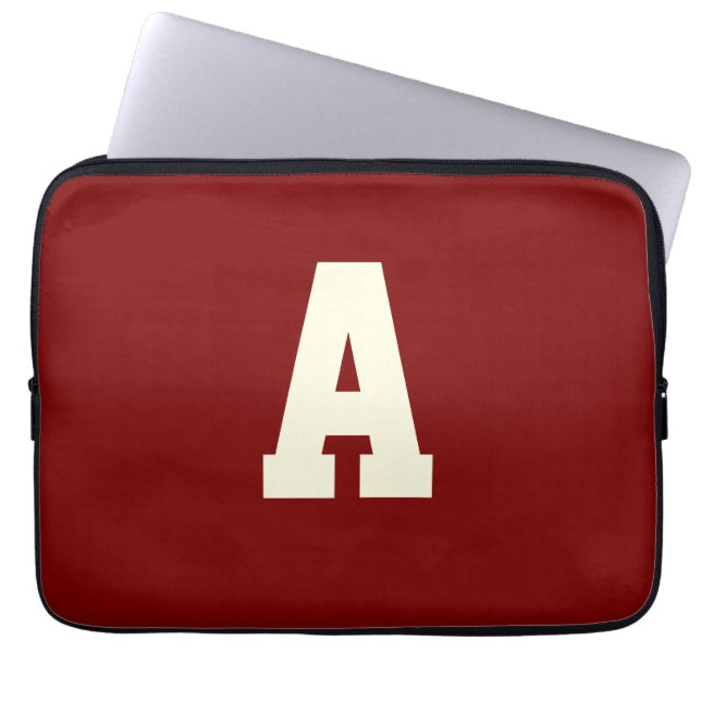Capa Para Notebook Retro monogram alpha burgundy cream (Frente)