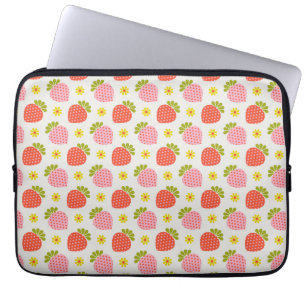 Capa Para Notebook Retro Strawberry e Daisy Pattern