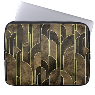 Capa Para Notebook Rich Brown e Dourado padrão de Deco de Arte