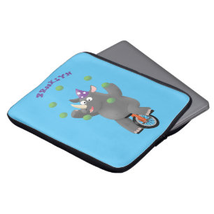 Capa Para Notebook Rinoceronte giro e engraçado fazendo malabarismo e