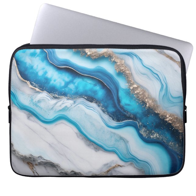 Capa Para Notebook Rio Azul Marble (Frente)