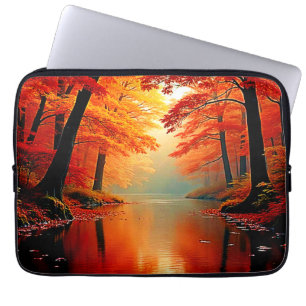 Capa Para Notebook Rio Vibrante da Design Dourada do outono