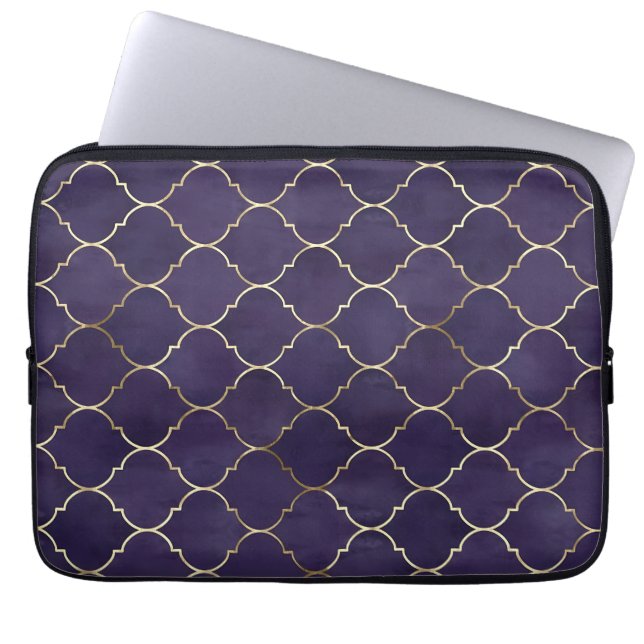 Capa Para Notebook Ritmos Reais: Geometria Marroquina Andaluz Roxo (Frente)