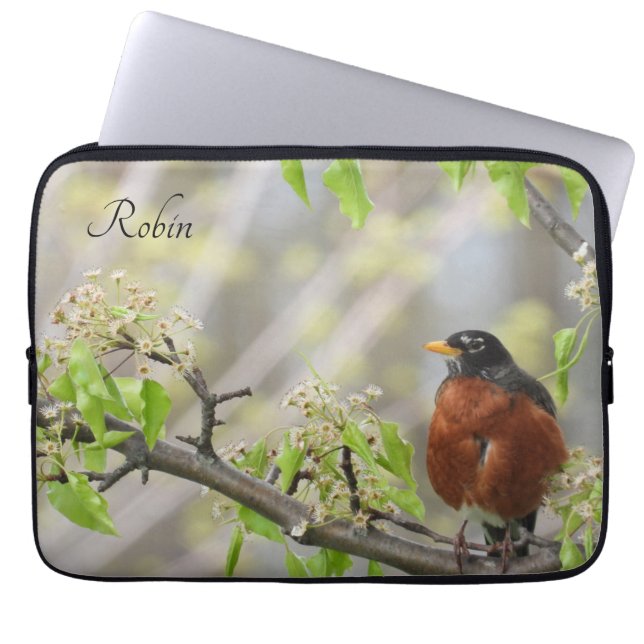 Capa Para Notebook Robin Primavera Blossoms americano *personalize* (Frente)
