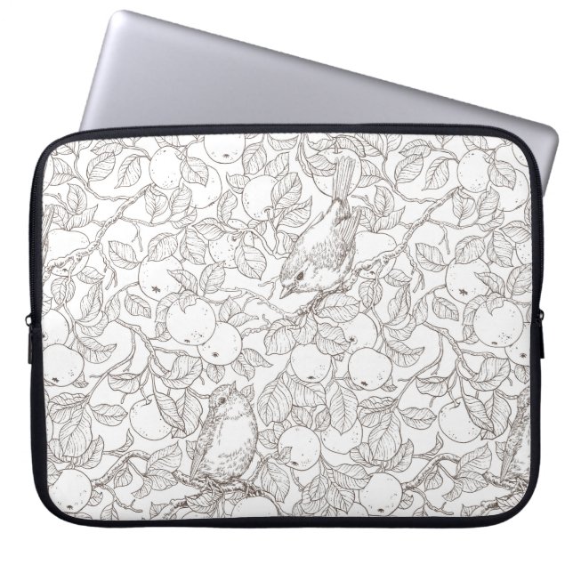 Capa Para Notebook Robins in the apple tree/umber and white (Frente)