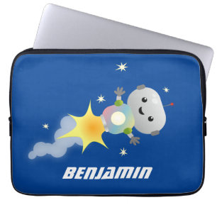 Capa Para Notebook Robô bonito voando em ilustração de desenho animad
