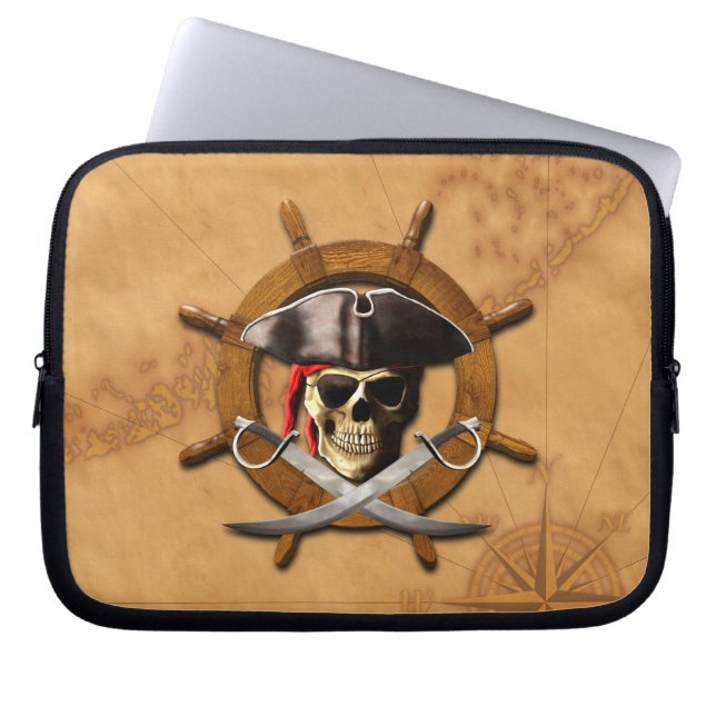 Capa Para Notebook Roda alegre do pirata de Roger (Frente)