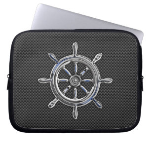 Capa Para Notebook Roda Cromo em Estilos de Fibra Carbono Preta