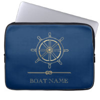 Roda de Leme Náutica Dourada, Azul Marinho