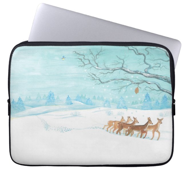 Capa Para Notebook Roe Deer no inverno (Frente)