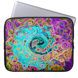 Capa Para Notebook Rolha de Abstrato com Retro Líquido Azul-Aqua Azul
