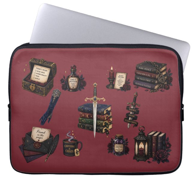 Capa Para Notebook Romantasia, Cafeína e Caos (Frente)