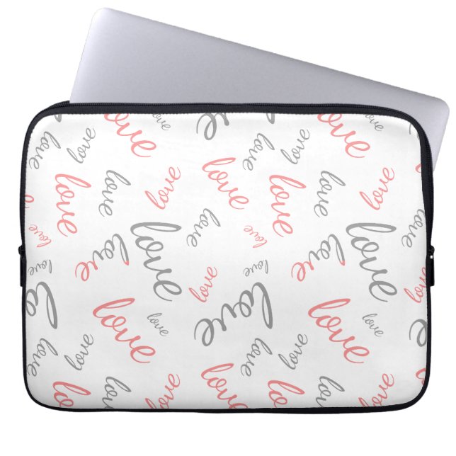 Capa Para Notebook Romântico Rosa e Cinza Amor Script Cursivo (Frente)