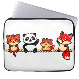Capa Para Notebook Rope Parade: Cat, Panda, Hamster & Fox