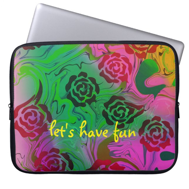 Capa Para Notebook rosa abstrato Eletrônicos preto (Frente)