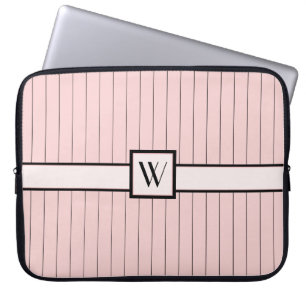 Capa Para Notebook Rosa com Bolsa de laptop de Pinstripes Pretas