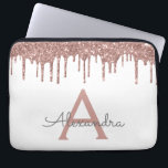 Capa Para Notebook Rosa Cor-de-rosa-branca, Dourada, com brilho monog<br><div class="desc">Branco e rosa - Faux Dourado a Rosa,  a gotejar o Minúsculo Brilhante Moderno e Elegante e o Minúsculo Elegante. Esse caso pode ser personalizado para incluir seu nome inicial e próprio.</div>
