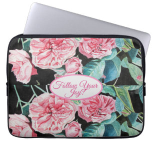 Capa Para Notebook Rosa cor-de-rosa floral Siga seu padrão de alegria