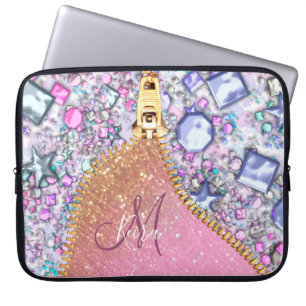 Capa Para Notebook Rosa de Glitter Dourado Girly Personalizado