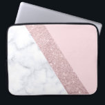 Capa Para Notebook rosa de mármore branco do brilho cor-de-rosa<br><div class="desc">Brilho cor-de-rosa do ouro do falso geométrico à moda e elegante,  mármore branco e bloco cor-de-rosa da cor.</div>
