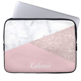 Capa Para Notebook Rosa de mármore branco do brilho cor-de-rosa