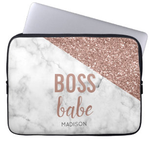 Capa Para Notebook Rosa do Monograma - Largura Dourada Marble Boss