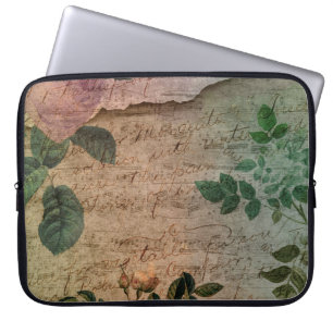 Capa Para Notebook Rosa do Steampunk Torn Ephemera Vintage em dific