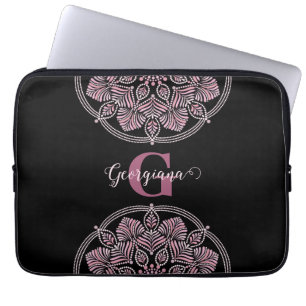 Capa Para Notebook Rosa Dot Mandala Monogramas