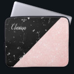 Capa Para Notebook Rosa dourada esbelta elegante e mármore preto<br><div class="desc">Pintinho azul rosa de brilho dourado e design geométrico de mármore preto.</div>