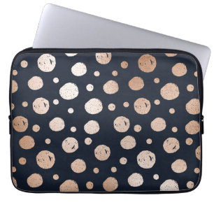 Capa Para Notebook Rosa dourado e padrão de pontos pretos