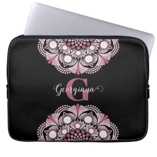 Capa Para Notebook Rosa Dusky Personalizado Boho Floral Dot Mandala