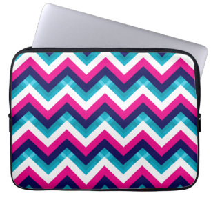 Capa Para Notebook Rosa e teste padrão geométrico azul de Chevron
