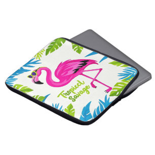 Capa Para Notebook Rosa flamingo Tropical de pé numa perna