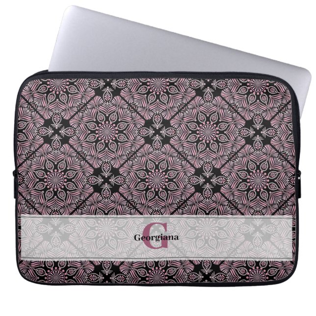 Capa Para Notebook Rosa Floral Personalizado Frontes Florais Mandala  (Frente)