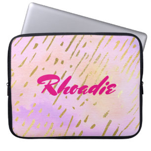 Capa Para Notebook Rosa glamouroso e Dourado