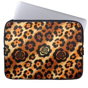 Capa Para Notebook Rosa Leopardina Impressão Animal Dourada
