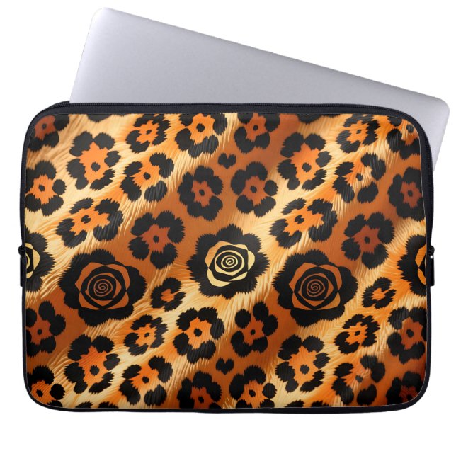 Capa Para Notebook Rosa Leopardina Impressão Animal Dourada (Frente)