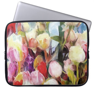 Capa Para Notebook Rosa moderno Tulipa Buquê: pintura a óleo de Abstr