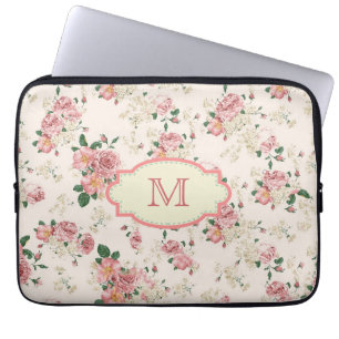 Capa Para Notebook Rosa Monograma de Cottage