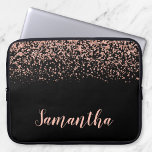 Capa Para Notebook Rosa preto - Brilho Dourado personalizado<br><div class="desc">Design brilhante de bolsa de laptop preto e rosa moderno. Adicionar um nome para um toque personalizado.</div>