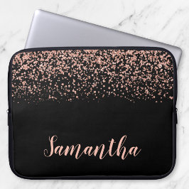 Capa Para Notebook Rosa preto - Brilho Dourado personalizado