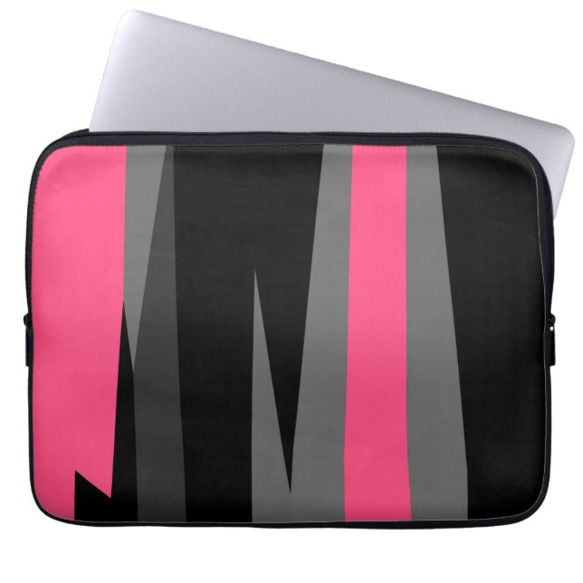 Capa Para Notebook Rosa Preto e Cinza (Frente)
