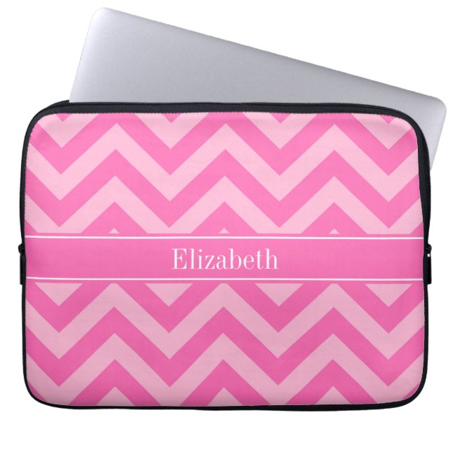 Capa Para Notebook Rosa Quente #2 Cotton Candy LG Chevron Nome Monogr (Frente)