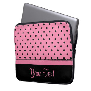Capa Para Notebook Rosa quente das bolinhas conhecidas do preto da