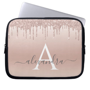 Capa Para Notebook Rosa Rosa Rosa Rosa Dourada Brilhante e Monograma