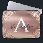 Capa Para Notebook Rosa Rosa Rosa Rosa Dourada Brilhante e Monograma<br><div class="desc">Rosa Rosa Rosa Rosa Dourada,  Brilhante e Miniatura Metálica Elegante de Folha. Esse caso pode ser personalizado para incluir seu nome e nome inicial.</div>