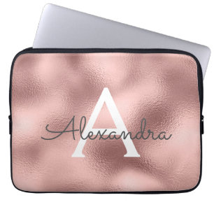 Capa Para Notebook Rosa Rosa Rosa Rosa, Folha de Ouro e Monograma Spa