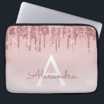 Capa Para Notebook Rosa Rosa Rosa Rosa Rosa Dourada, Brilhante e Mono<br><div class="desc">Cor-de-rosa-pincelada - Rosa Dourada,  brilho de popa fina e Laptop de monograma elegante e cintilante. Este caso monograma pode ser personalizado para incluir seu nome inicial e próprio.</div>