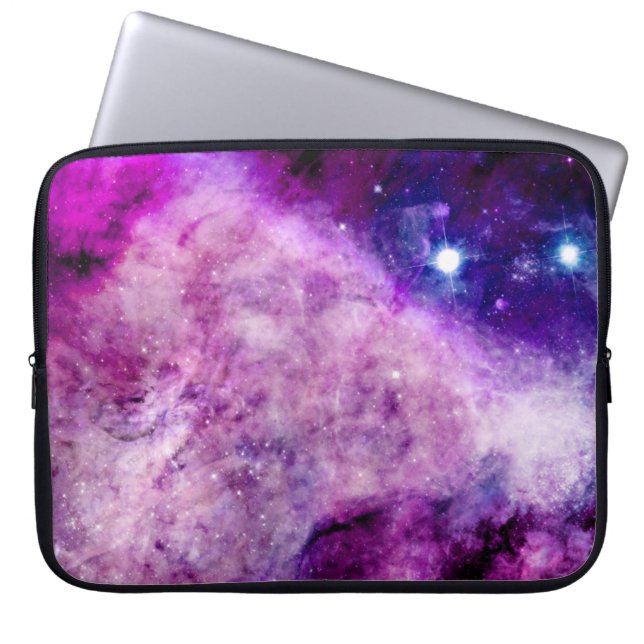 Capa Para Notebook Rosa roxo da nebulosa das estrelas da bolsa de (Frente)