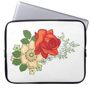 Capa Para Notebook Rosa Vermelha e Margaridas